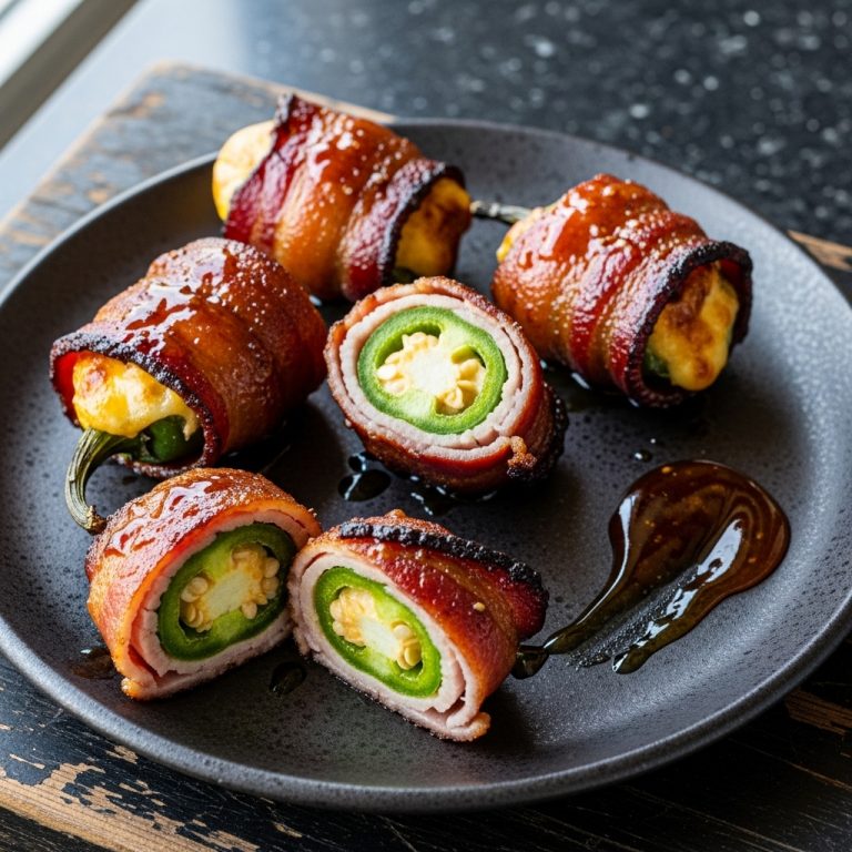 Smoky Bacon Wrapped Jalapeño Poppers with Bourbon Glaze